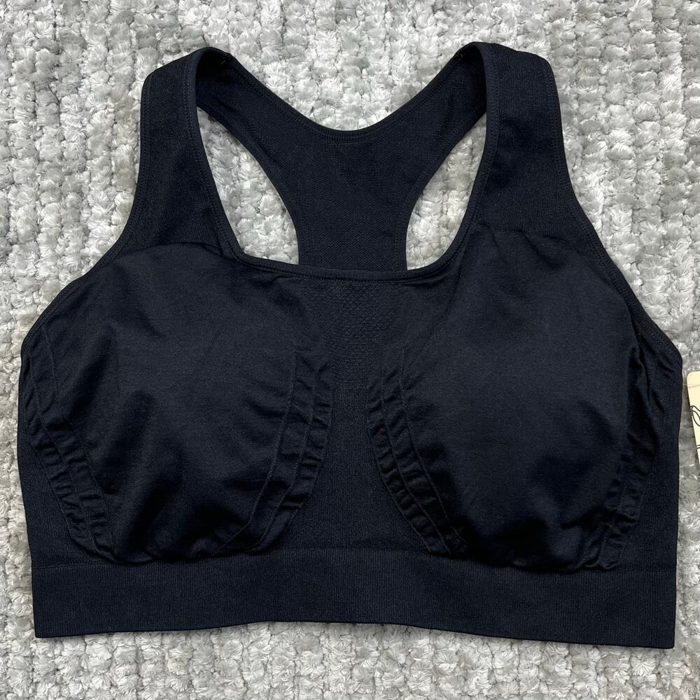 NEW Truekind Women's Comfort ReACTIVATE Sports Bra Racerback‎ Black Wireless 2XL